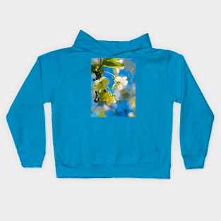 White Cherry Flowers, Blue Sky Kids Hoodie